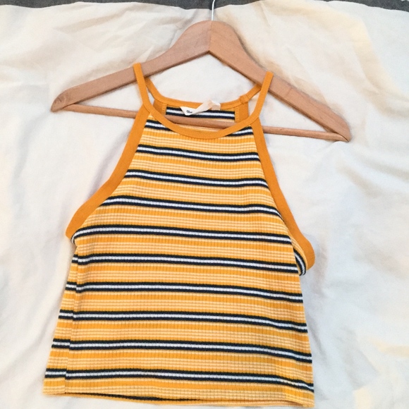 Bluenotes Tops - Bluenotes Striped Yellow Halter Top Bluenotes Tops - Bluenotes Striped Yellow Halter Top